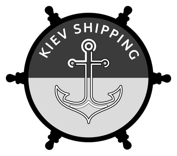 KIEV SHIPPING registered combined trademark: the anchor-and-wheel device with the words KIEV SHIPPING