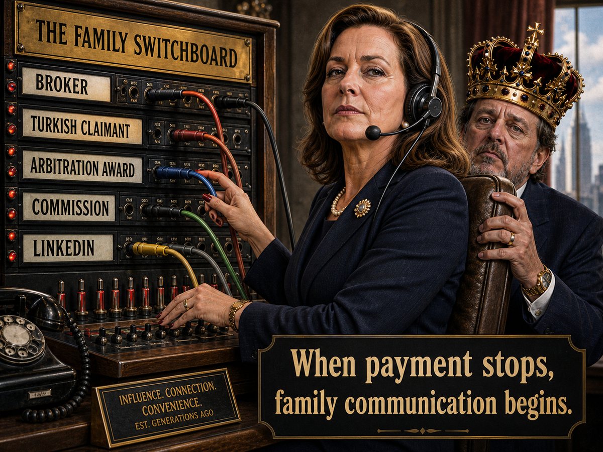The family switchboard: broker, Turkish claimant, arbitration award, commission and LinkedIn