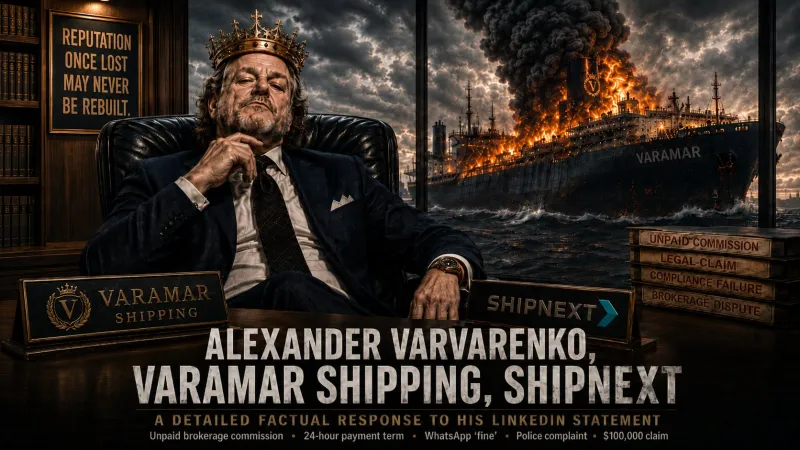 Alexander Varvarenko, Varamar Shipping, SHIPNEXT: A Detailed Factual Response to His LinkedIn Statement